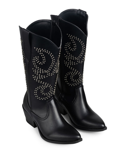 Bota Vaquera Negra Estoperoles 8035